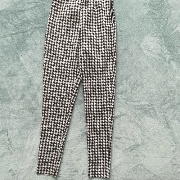 Zara Leggings High Rise Houndstooth Print Brown White Size Small New With Tags - Picture 4 of 9